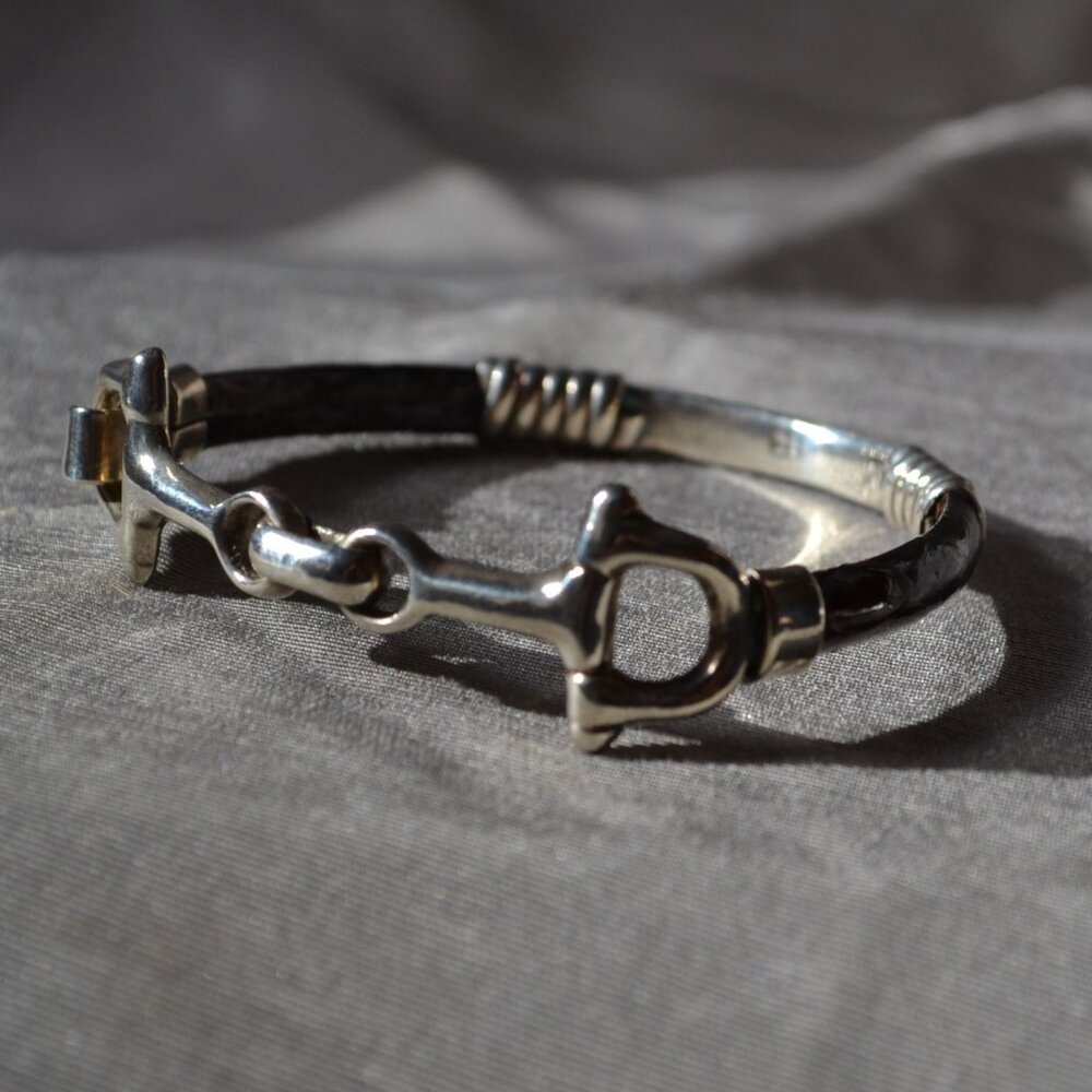 Vintage - Silver and Leather - Horse Bridle/Bit/Stirrup Bracelet.